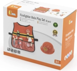VIGA costum de pompier pentru copii cu vestă și accesorii din lemn, 8 piese