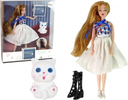 Păpușa EMILY cu pisoiaș alb și accesorii