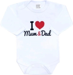 Body din bumbac pentru copii cu imprimeu i love mum and dad – mânecă lungă
