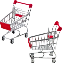 Mini cărucior de cumpărături din metal pentru copii și păpuși – decorațiune și organizator