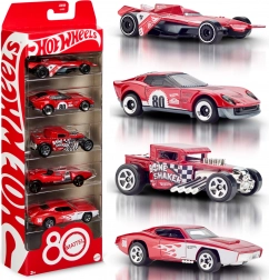 Hot Wheels Mattel colecție rubiniu roșu 5 mașinuțe pentru a 80-a aniversare