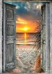 Pictură cu diamante Vedere spre plajă 30x40 cm