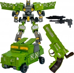 Woopie robot de luptă verde transformabil 3în1 cu vehicul și lansator de săgeți din spumă