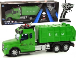 Mașină de gunoi teleghidată verde cu lumini și sunete 2,4G