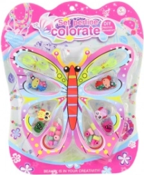 Mărgele din lemn pentru copii – set cu motiv fluturaș