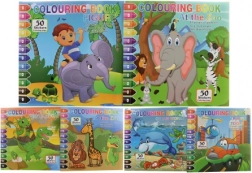 Cărți de colorat cu autocolante – colorat după numere, 5 coli și 2 foi de autocolante