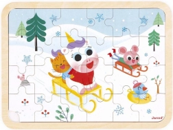 Janod puzzle din lemn cu găsirea diferențelor – săniuș, 24 piese