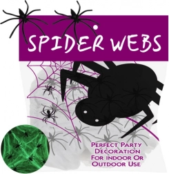 Pânză de păianjen luminiscentă de Halloween cu 20 de păianjeni Ruhhy