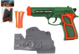 Pistol pentru copii cu săgeți cu ventuză și toc, 3 săgeți, plastic, 19 × 13 cm