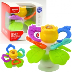 Jucărie senzorială pentru copii Floare cu parte rotativă și ventuză