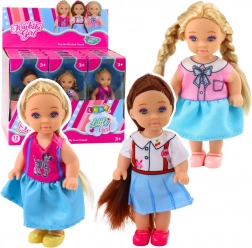 Păpușă mini KAIBIBI cu păr lung, rochiță colorată, 12 cm