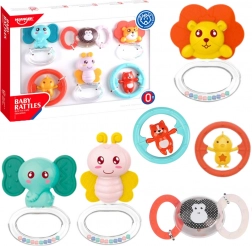 Set de zornăitoare și inele de dentiție pentru bebeluși Animăluțe 6 buc