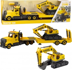 Autotractor pliabil cu remorcă și excavator pe șenile – set DIY de construit cu lumini și sunete