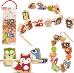 Animăluțe de pădure din lemn pentru înșirat, 13 piese – Classic World