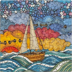 Puzzle pătrat Q Silver: velier 72 piese