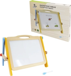 Babu tablă magnetică din lemn, cu două fețe, cu accesorii
