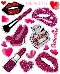 Foaie mare cu aplicații termocolante pentru copii de culoare roz