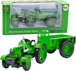 Tractor metalic cu remorcă verde 1:18