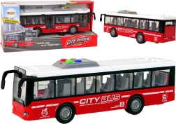 Autobuz cu baterii, cu mecanism de fricțiune, lumini și sunete 1:16 – Roșu
