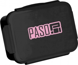 Lunch box PASO Basic 650 ml, negru cu logo roz