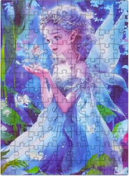 Puzzle pentru copii cu prințesa albastră, 100 de piese