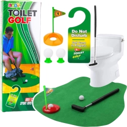 Set de golf pentru toaletă distractiv, cu covoraș, putter și mingi