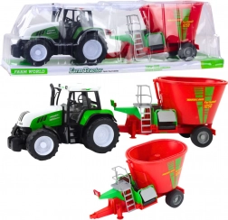 Tractor verde cu remorcă și malaxor de furaje 60 cm