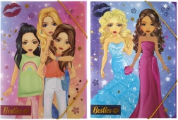 Mape şcolare cu elastic flip A4 Besties
