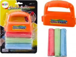 Set de crete groase pentru trotuar, cu suport portocaliu, 3 buc.