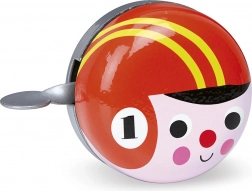 Clopoțel retro pentru bicicletă roșu cu călăreț