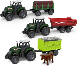 Tractor cu remorcă din metal/plastic, 17 cm - 1 bucată