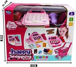 Casă de marcat cu cărucior de supermarket și cumpărături