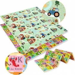 Saltea pliabilă din spumă, dublă față, HUMBI 180 × 200 cm – alfabet german și viața la țară