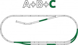 Roco Line set de șine C cu terasament – tronson paralel H0