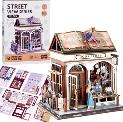 Puzzle 3D din lemn librărie cu lumină, 148 piese