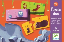 Puzzle Djeco Mame și pui de animale 12x2 piese