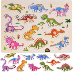Puzzle de încastrare din lemn cu dinozauri – 11 piese