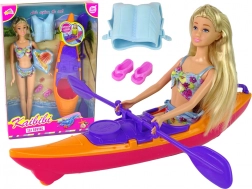 Set păpușă și caiac portocaliu cu accesorii