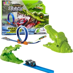 Pistă auto cu catapultă și crocodil