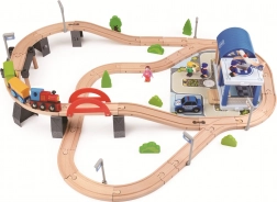 2Kids Toys pistă de tren din lemn oraș, 90 piese