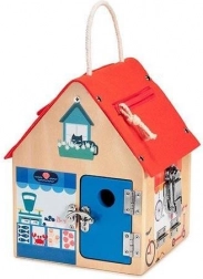 Căsuță manipulativă din lemn Lilliputiens cu încuietori și vulpiță 3+