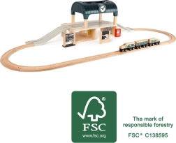 cale ferată din lemn cu gară small foot