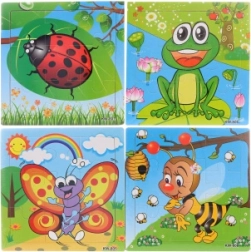 Puzzle din lemn cu animăluțe, 9 piese