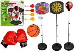 Set sportiv pentru copii 3 în 1 – baschet, box și săgeți magnetice