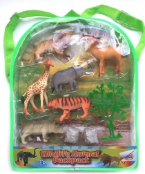 Set de figurine cu animale sălbatice în rucsăcel – 6 buc.