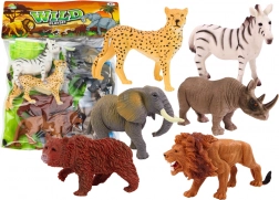 Set de figurine animale sălbatice 6 bucăți Elefant Leu Rinocer