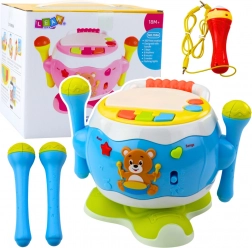 Tobă muzicală interactivă pentru copii cu lumini și sunete albastră