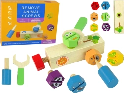 Set din lemn pentru înșurubare cu animăluțe