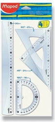 Set de rigle Maped Classic, transparent, 4 piese