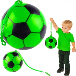 Minge de fotbal din cauciuc cu design verde și suport pentru șnur elastic, 22 cm
